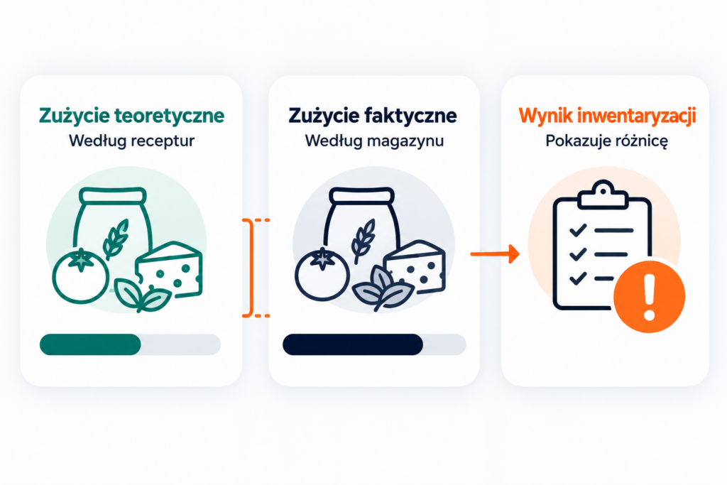 Traktowanie teoretycznego i rzeczywistego food costu jako jednego wskaźnika”.